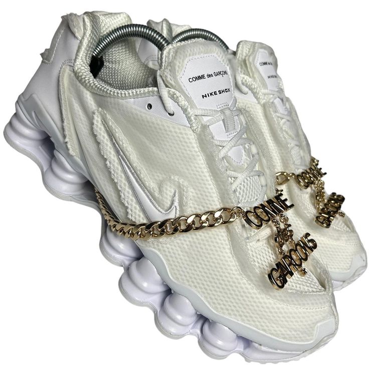 Nike CDG Shox Size UK 7.5 (US 10) White CDG Shox... - Depop Shox Shoes, Nike Shox Shoes, 2024 Style, Nike Shox, Gold Chains, Like New, Nike, Chain, Free Shipping