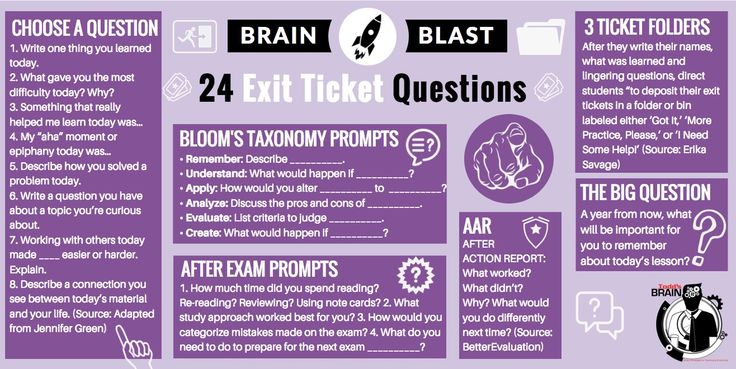 a purple and black poster with instructions on how to use the brain blast quiz game