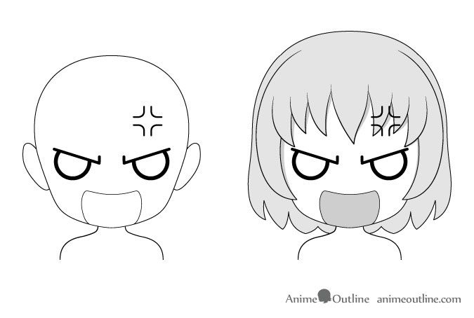 Premium Vector  Angry anime style face with closed eyes