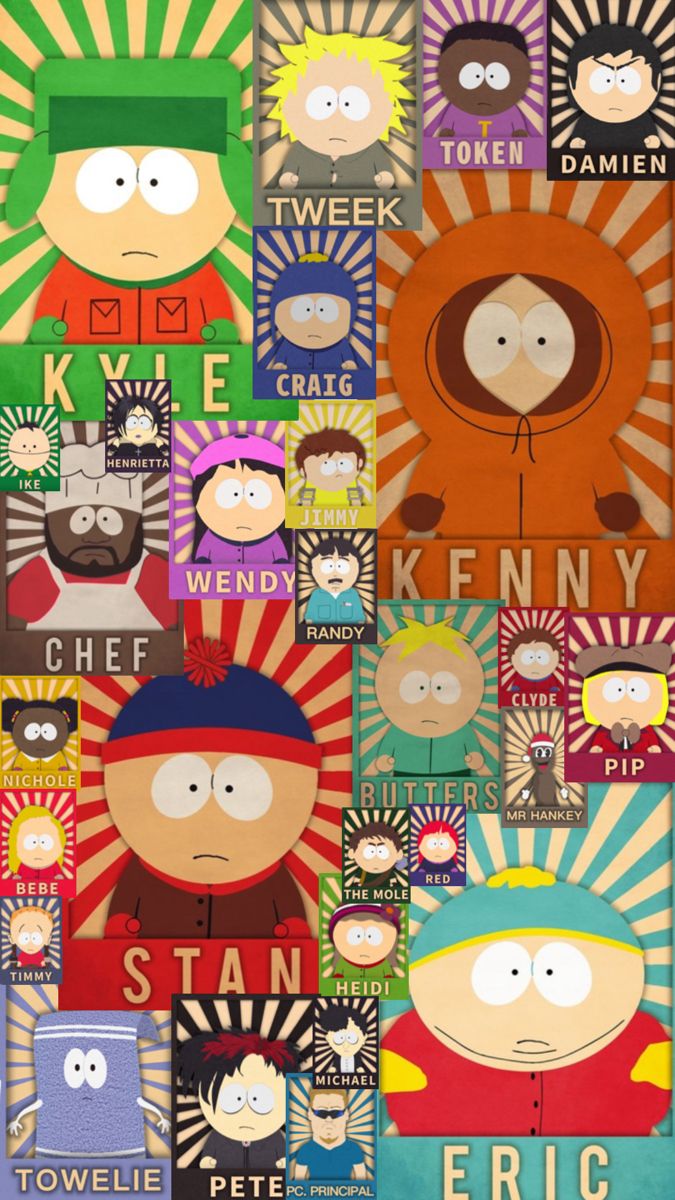 the south park characters are depicted in this poster