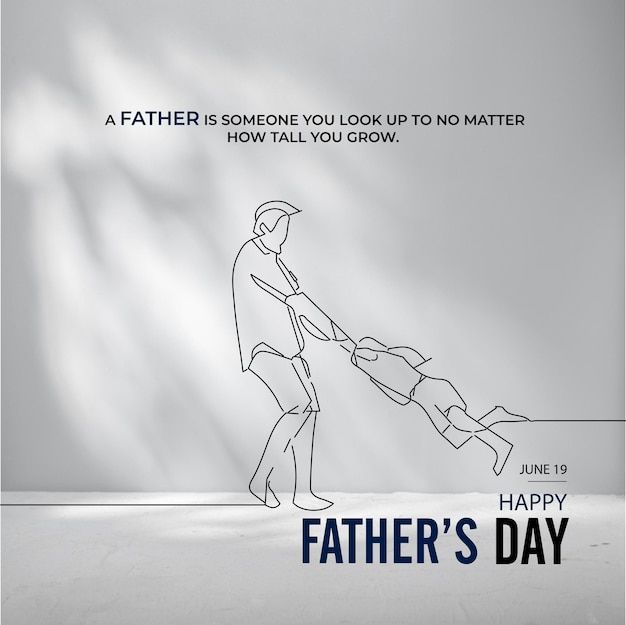 a father's day card with a drawing of a man holding his child