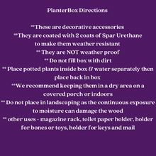 a poem written in black and white on a purple background with the words planter box directions