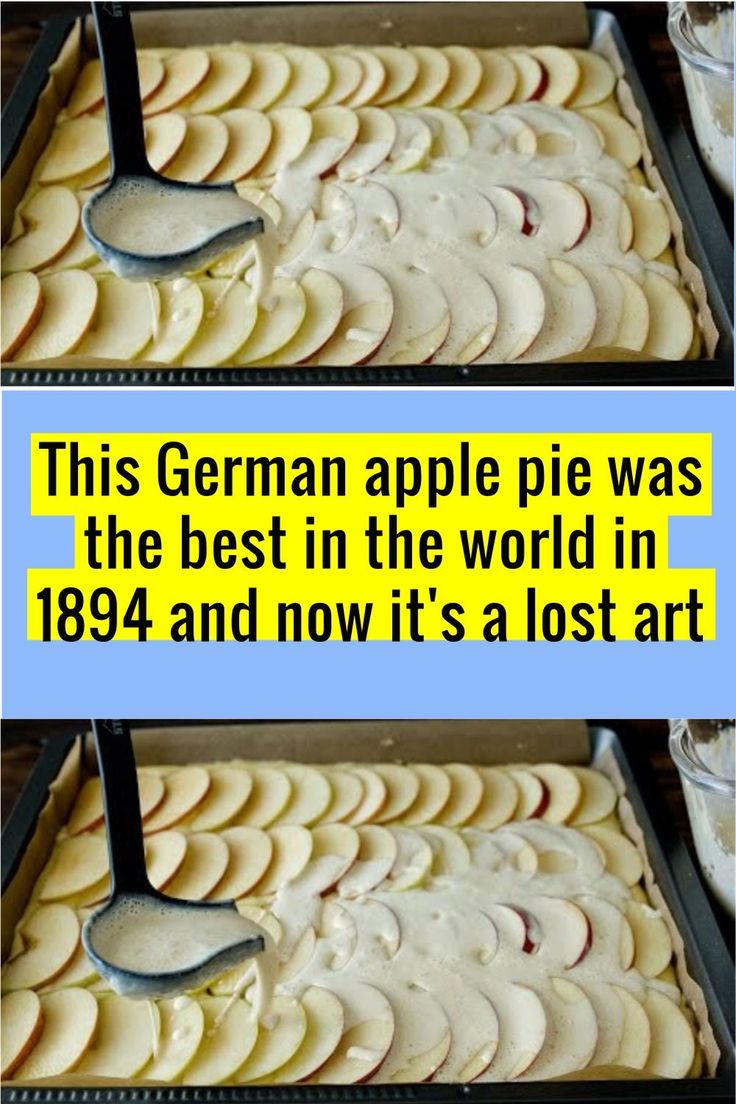 three pans filled with sliced apples on top of a wooden table next to a green sign