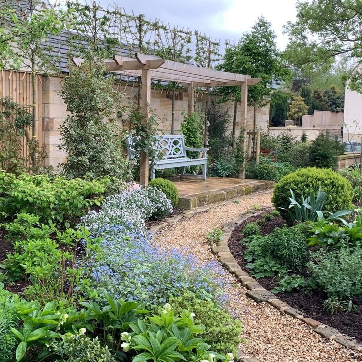 a garden with lots of different plants and trees