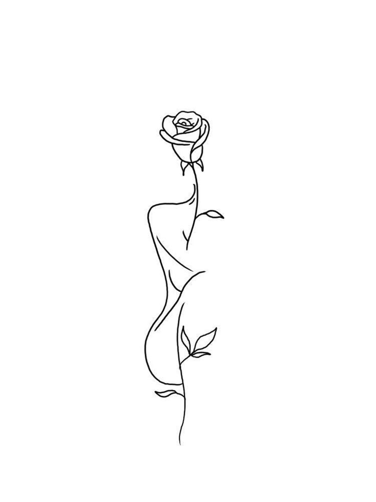 a drawing of a woman with a rose in her hand