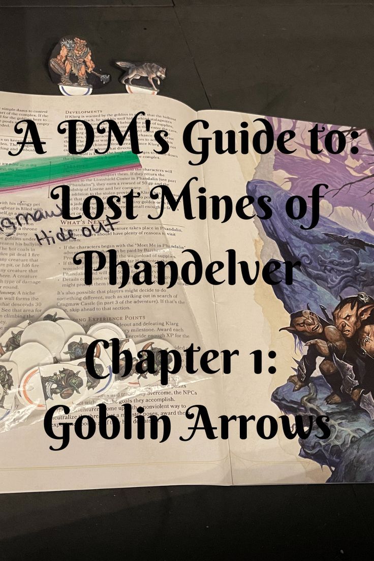 an open book with text that reads a dm's guide to lost mines of phaevel