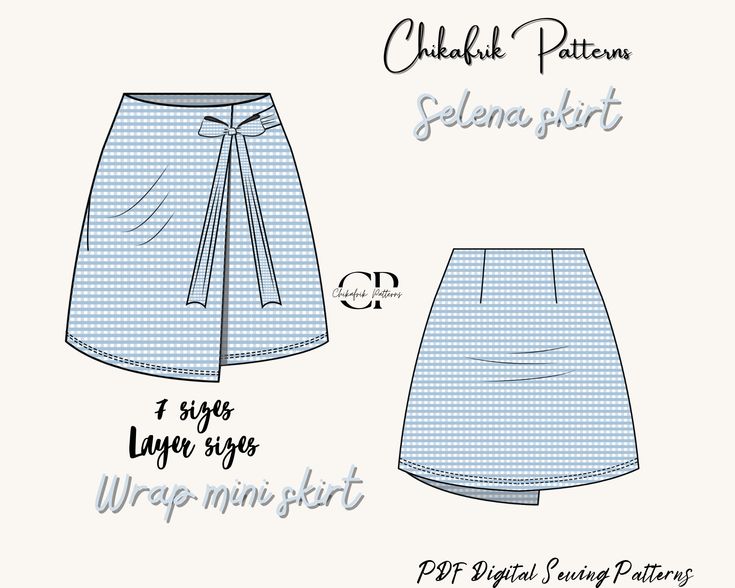 the front and back view of a skirt pattern