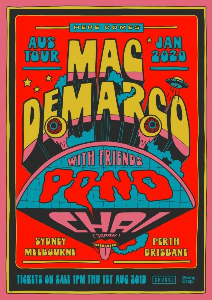 an old concert poster for mac demaro with friends, from the 1970's