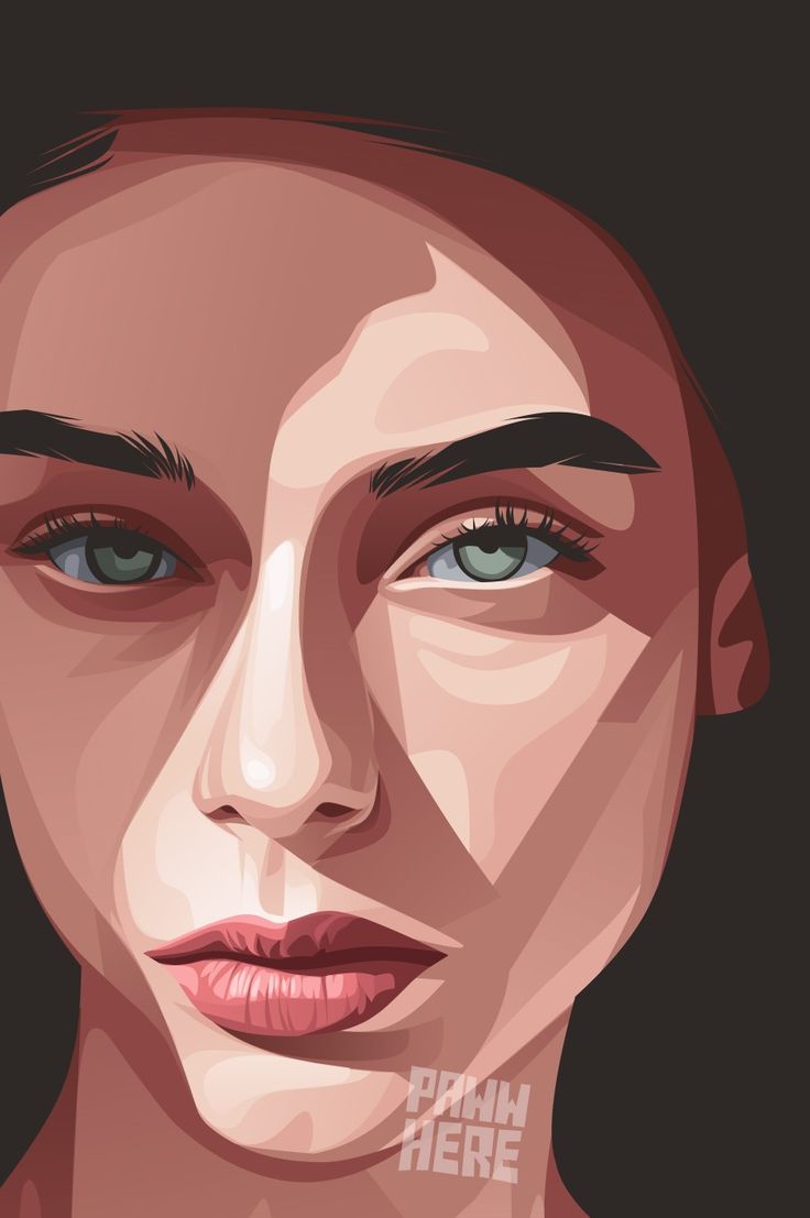 a woman's face with blue eyes and pink lips is shown in this digital painting