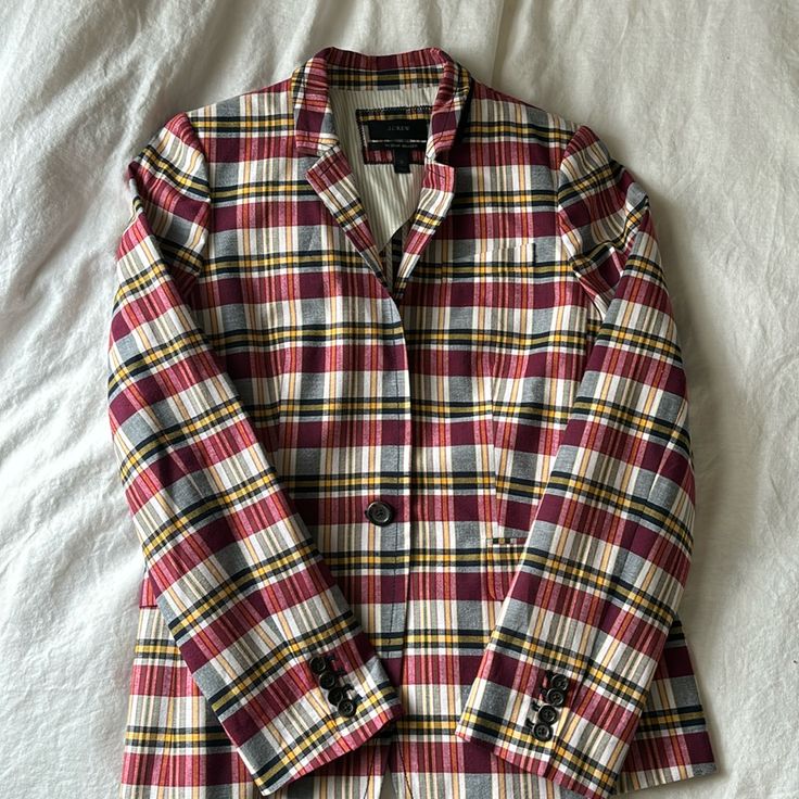 Nwot J Crew Regent Plaid Blazer. One Button Front Closure. 2 Front Pockets. Classic Wardrobe Piece Winter Workwear Multicolor Blazer, Winter Multicolor Blazer For Workwear, Multicolor Fall Blazer For Workwear, Multicolor Fall Workwear Blazer, Multicolor Blazer For Winter Workwear, Multicolor Fall Blazer For Work, Multicolor Blazer For Fall Workwear, Multicolor Blazer For Workwear In Winter, Multicolor Blazer For Workwear In Fall