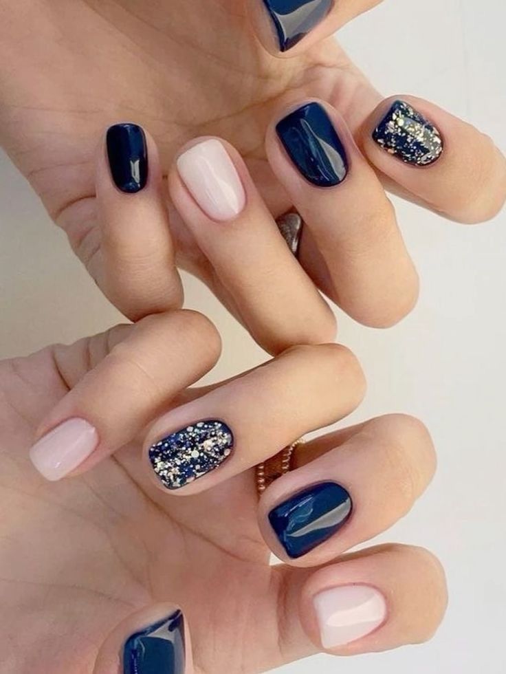 Dark Blue Nails, Milky Nails, Gel Set, Colorful Nails, Korean Nails, Smink Inspiration, Simple Gel Nails, Cute Gel Nails, Dipped Nails