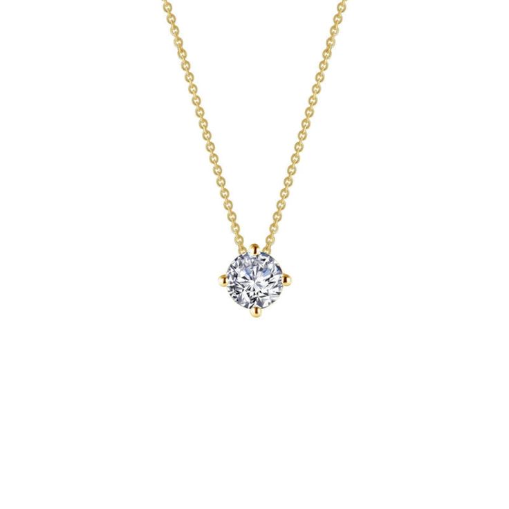 0.85 Ctw Solitaire Necklace Solitaire Necklace, Solitaire Necklaces, New And Improved, Rich Color, Everyday Wear, Plating, Sterling Silver, Silver, Gold