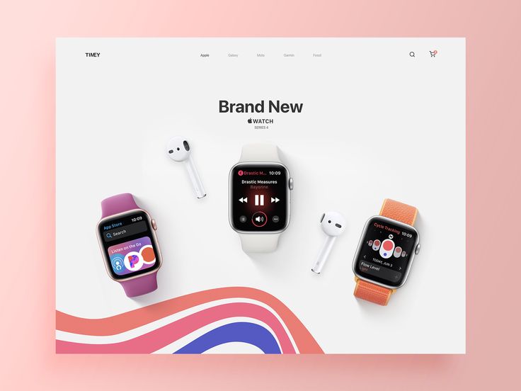 an apple watch, ear buds and headphones are displayed in front of a website page