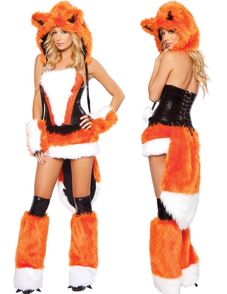 two women dressed in costumes and one is wearing a fox costume