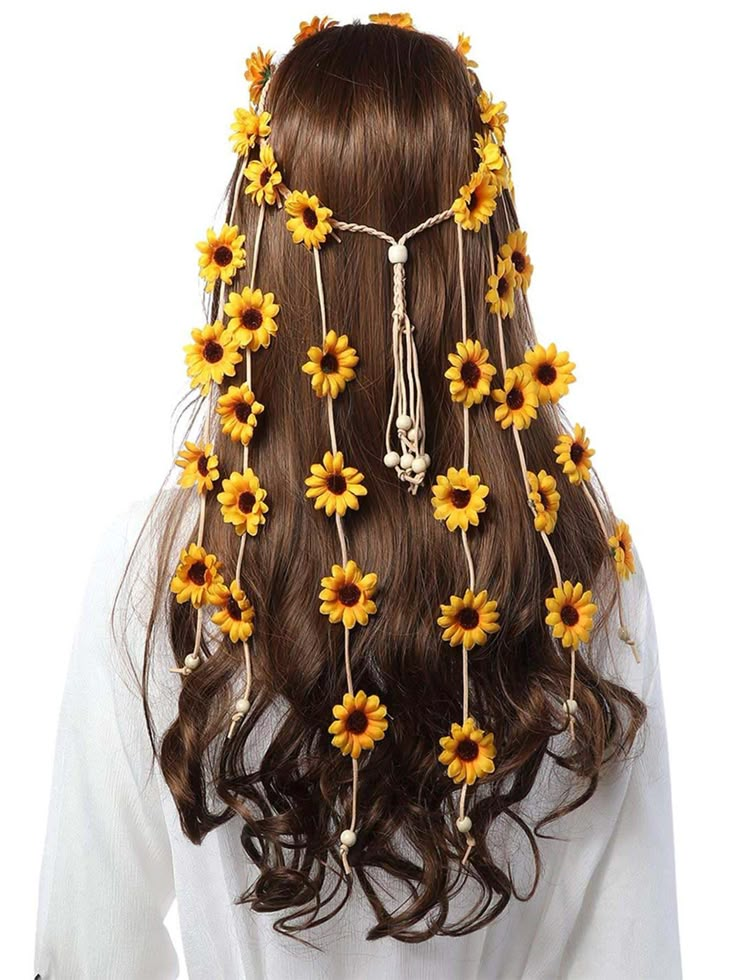 Amarelo  Collar  ABS Plantas  Embellished Costume Fleur, Forest Fairy Costume, Wings Tutorial, Fairy Costume Women, Hippie Headband, Sunflower Headband, Bohemian Hair Accessories, Autumn Hair Accessories, Hair Garland