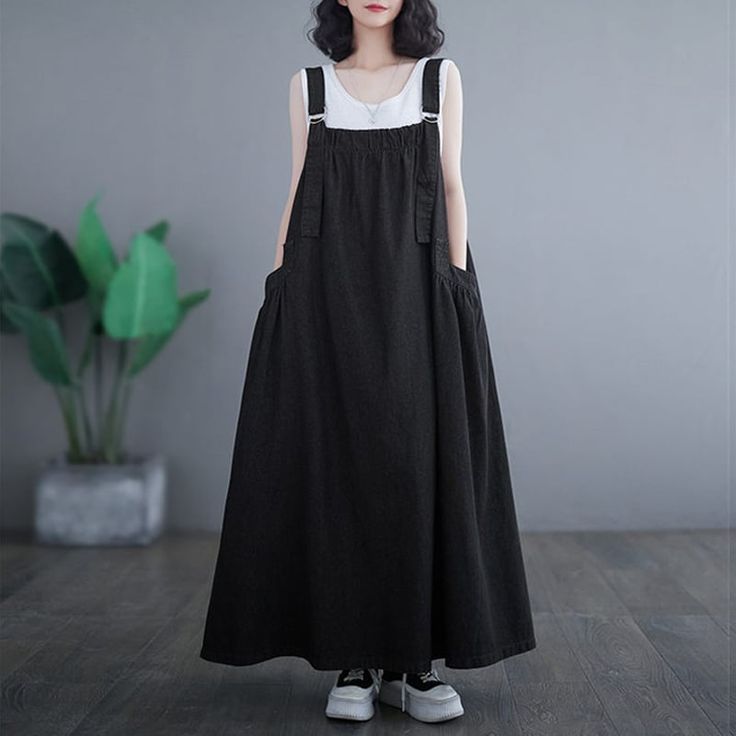 Raitā Dress Overall – Cherry Picks Japan Fashion Casual, Japanese Minimalist Fashion, Denim Suspenders, Japanese Minimalist, Denim Pinafore, Girls Party Wear, Day Clothes, Modest Fashion Hijab, Womens Denim Dress