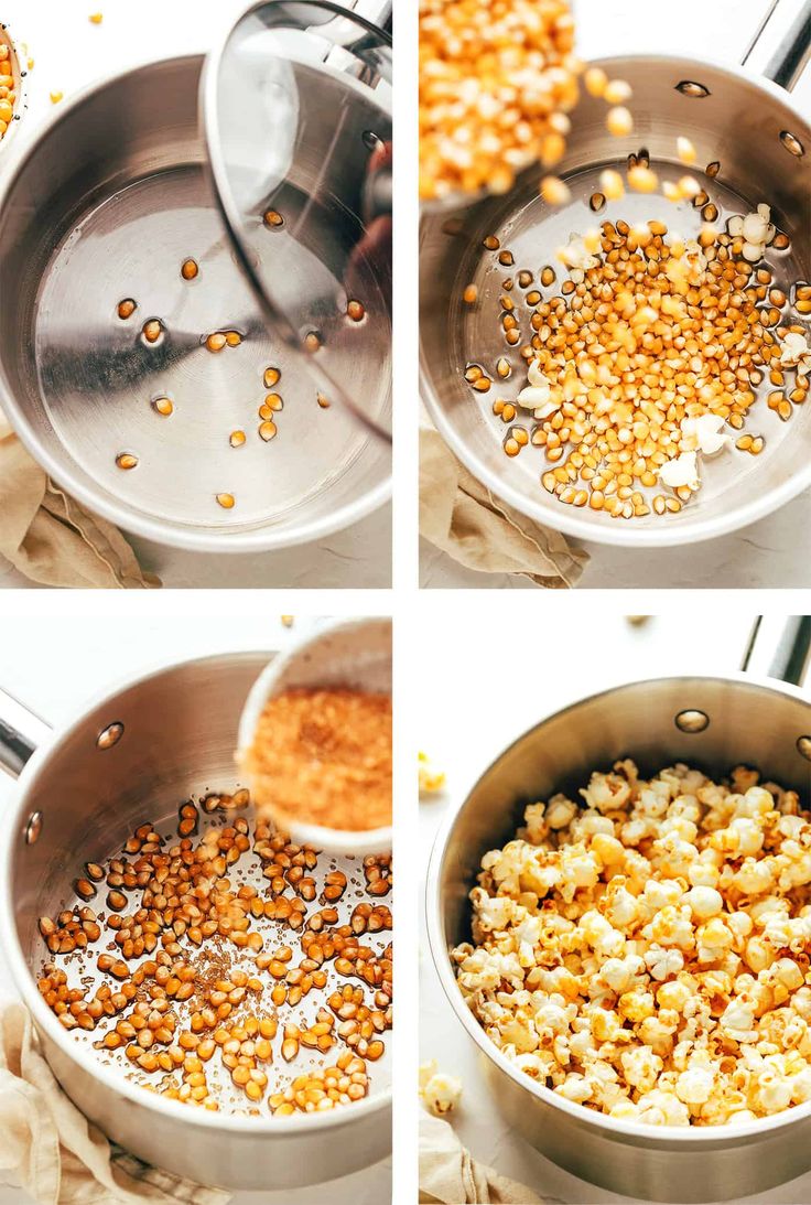 the process of making popcorn kernels in a pot