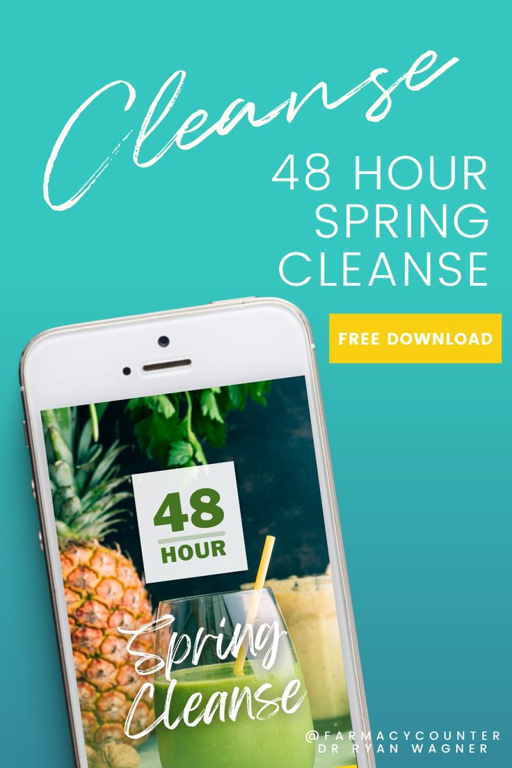 a phone with the text cleanse 48 hour spring cleanse on it and an image of