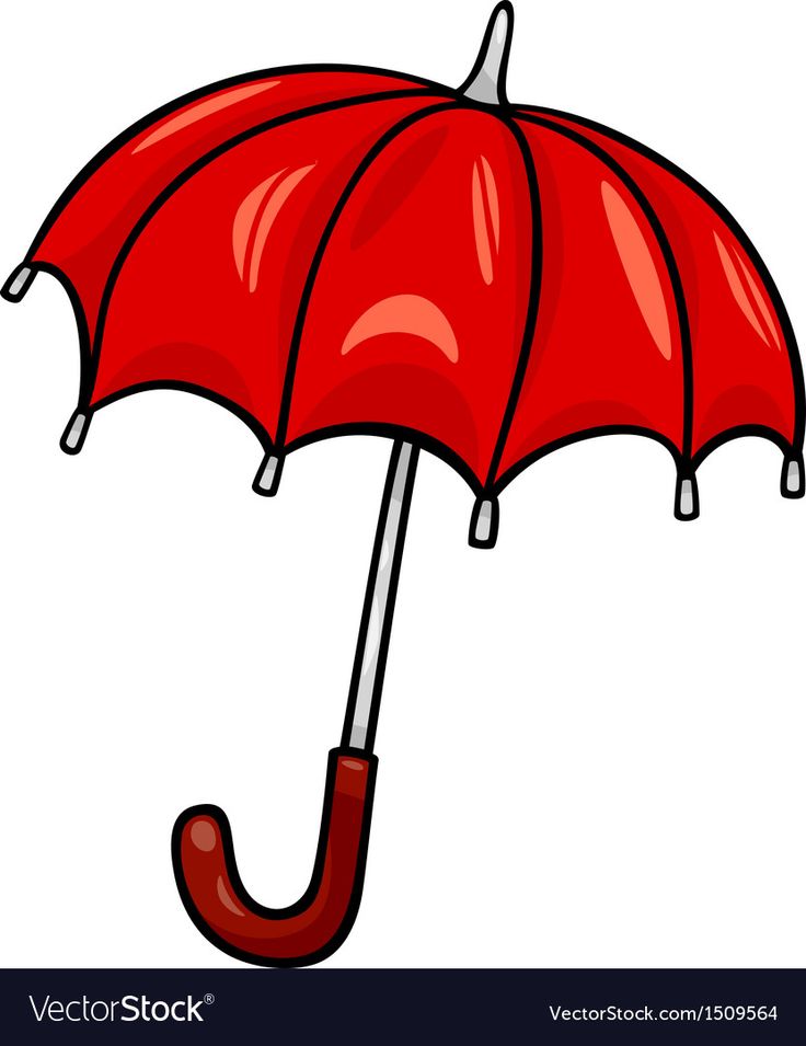 an umbrella that is red and has a long handle on the tip, with a white background