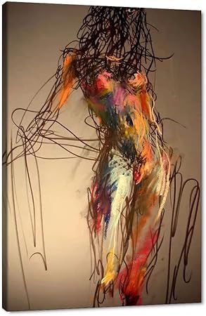 an abstract painting of a woman's body and hair