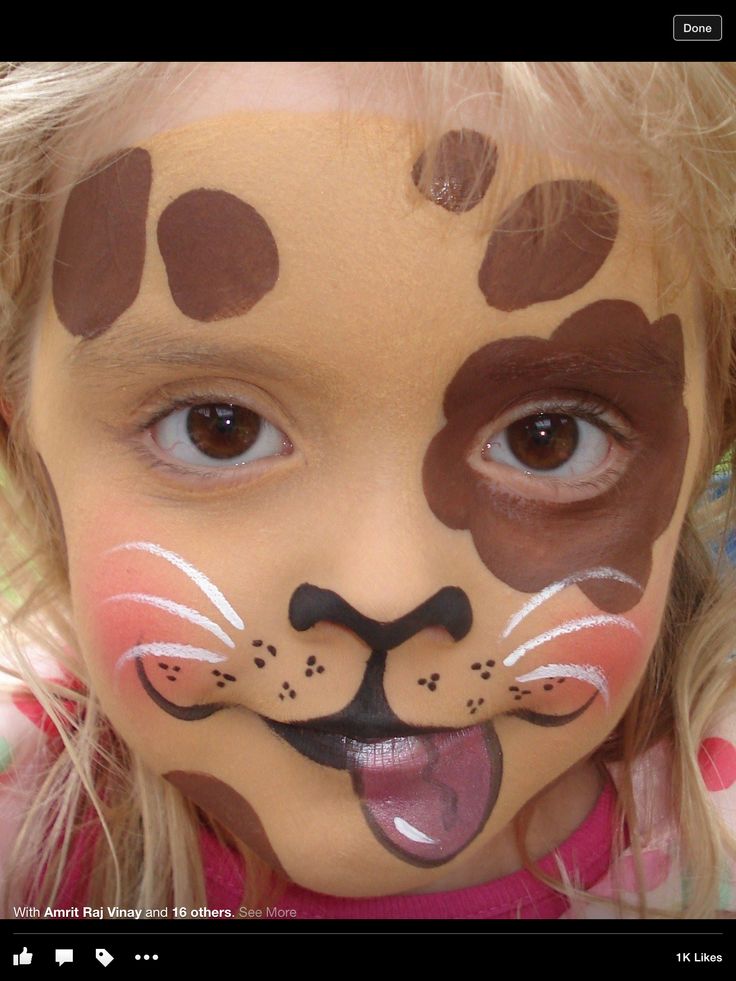 Brown puppy face Puppy Face Paint, Dog Face Paints, Obličejové Masky, Animal Face Paintings, Dog Makeup, Face Painting Easy, Kids Face Paint, Simple Face, Face Painting Halloween