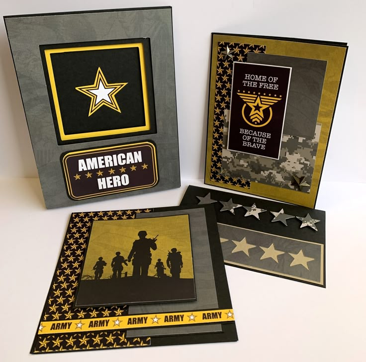 Cards For Soldiers Handmade, Army Cards Handmade, Army Scrapbook Ideas, Military Cards Homemade, Military Cards Ideas, Retirement Scrapbook, Army Retirement, Military Cards, Patriotic Cards