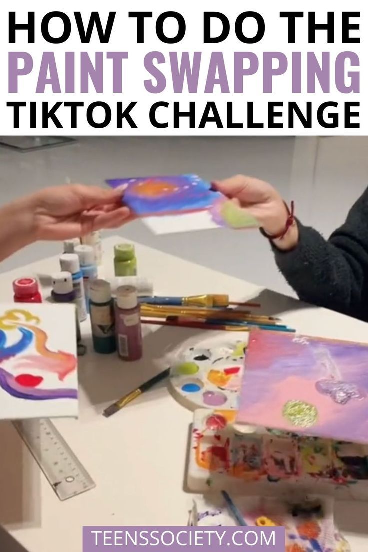 two people are painting with the words how to do the paint swapping tiktok challenge