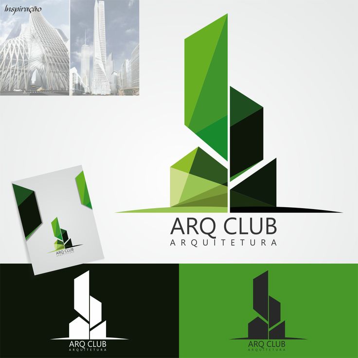 the logo for arq club is designed with green and black geometric shapes on white paper