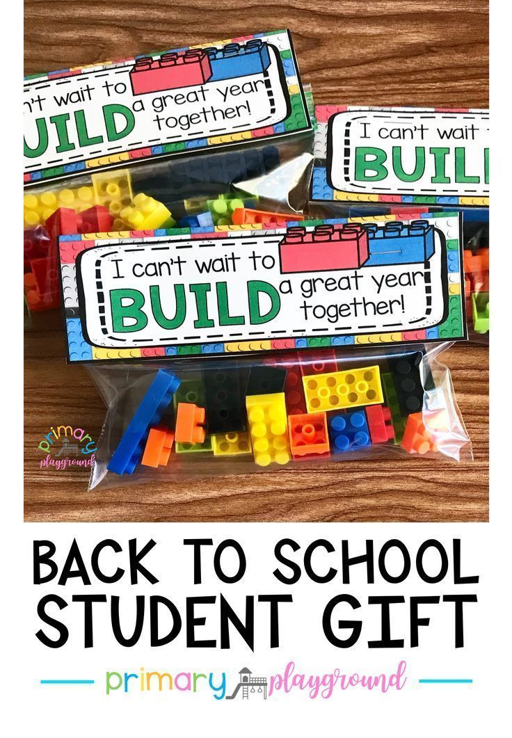 back to school student gift bag with legos on it and the words i can't wait for great achievement