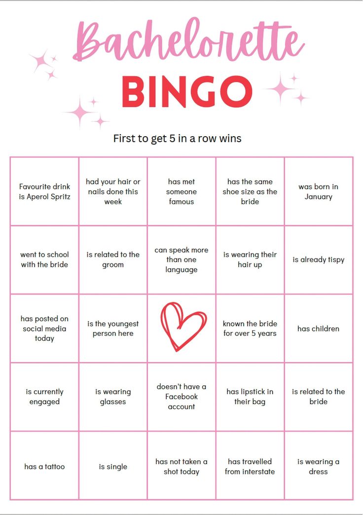 a printable bachelor party game with the words bachelor bingo written in red on it