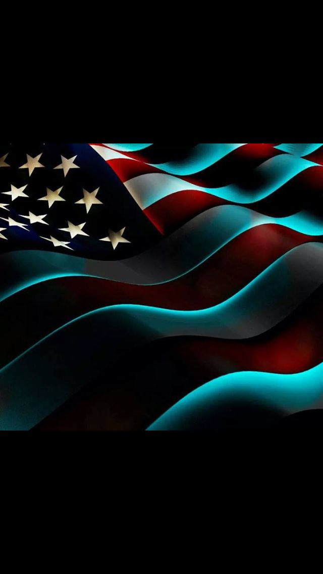 an american flag with wavy waves in the foreground and blue light at the top