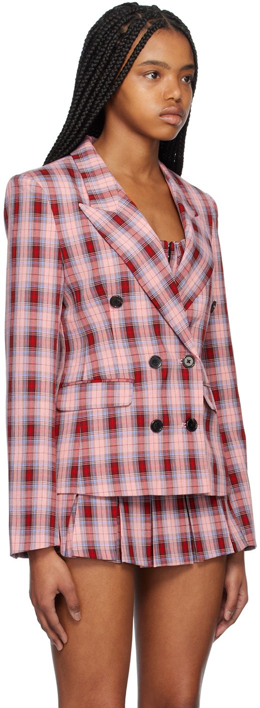 Plain-woven stretch polyester-blend blazer. Check pattern throughout. · Peaked lapel · Double-breasted button closure · Flap pockets · Three-button surgeon's cuffs · Polyester satin lining Part of the SSENSE exclusive Work Capsule. Supplier color: Pink plaid Work Capsule, Check Blazer, Classic Style Outfits, Plaid Outfits, Checked Blazer, Blazer Outfits, Polyester Satin, Pink Plaid, Casual Coat