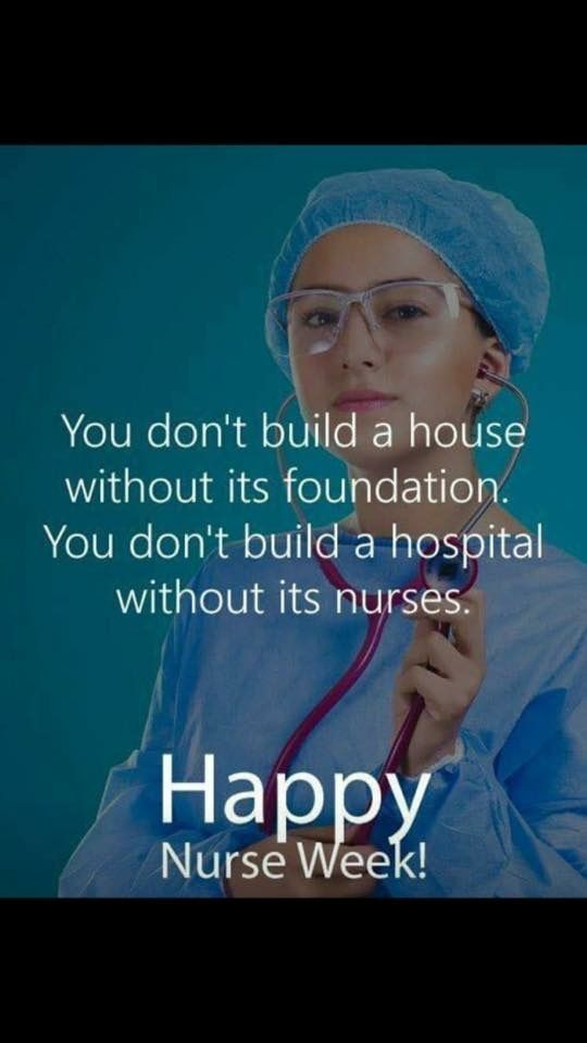 a nurse holding a stethoscope with the words happy nurse week on it