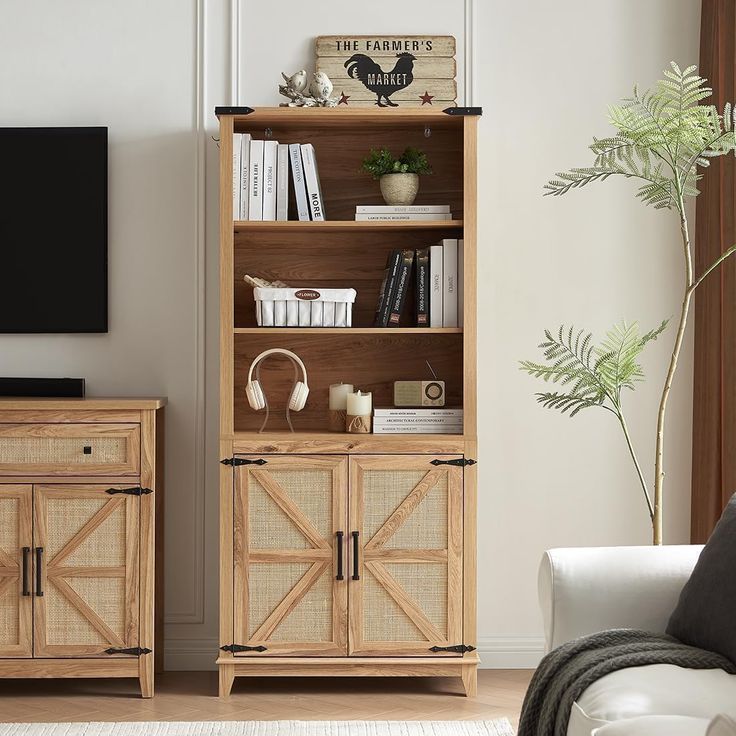 a living room scene with focus on the entertainment center