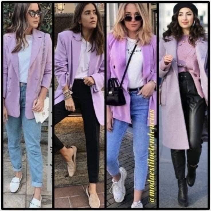 Outfit With Purple Blazer, Style Purple Blazer, Lavender Blazer Outfit Work, Purple Style Outfit Casual, Blazer Morado Outfits, Blazer Lila Outfits, Lavender Blazer Outfit, Purple Jacket Outfit, Purple Blazer Outfit