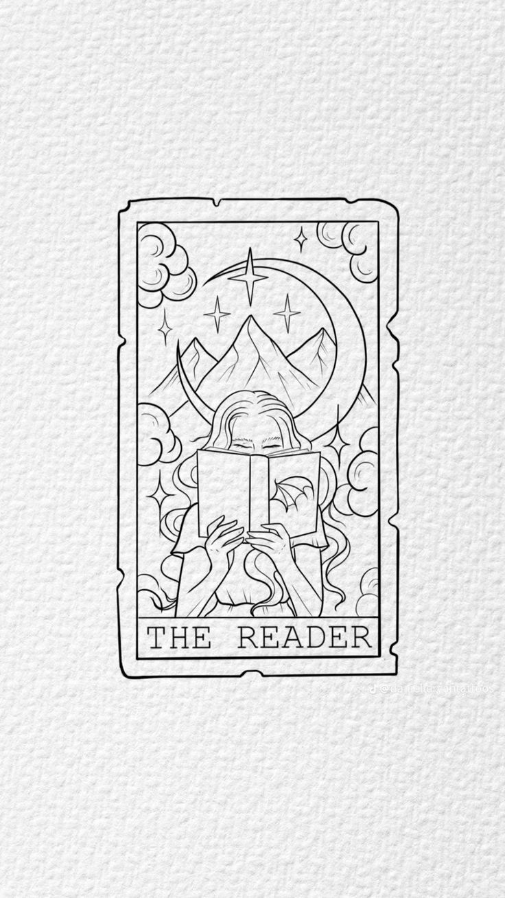 the reader tarot card is shown in black and white