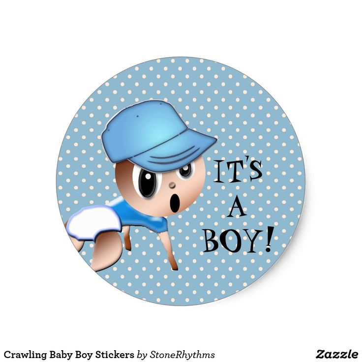 it's a boy sticker with a cartoon animal wearing a blue hat and shirt