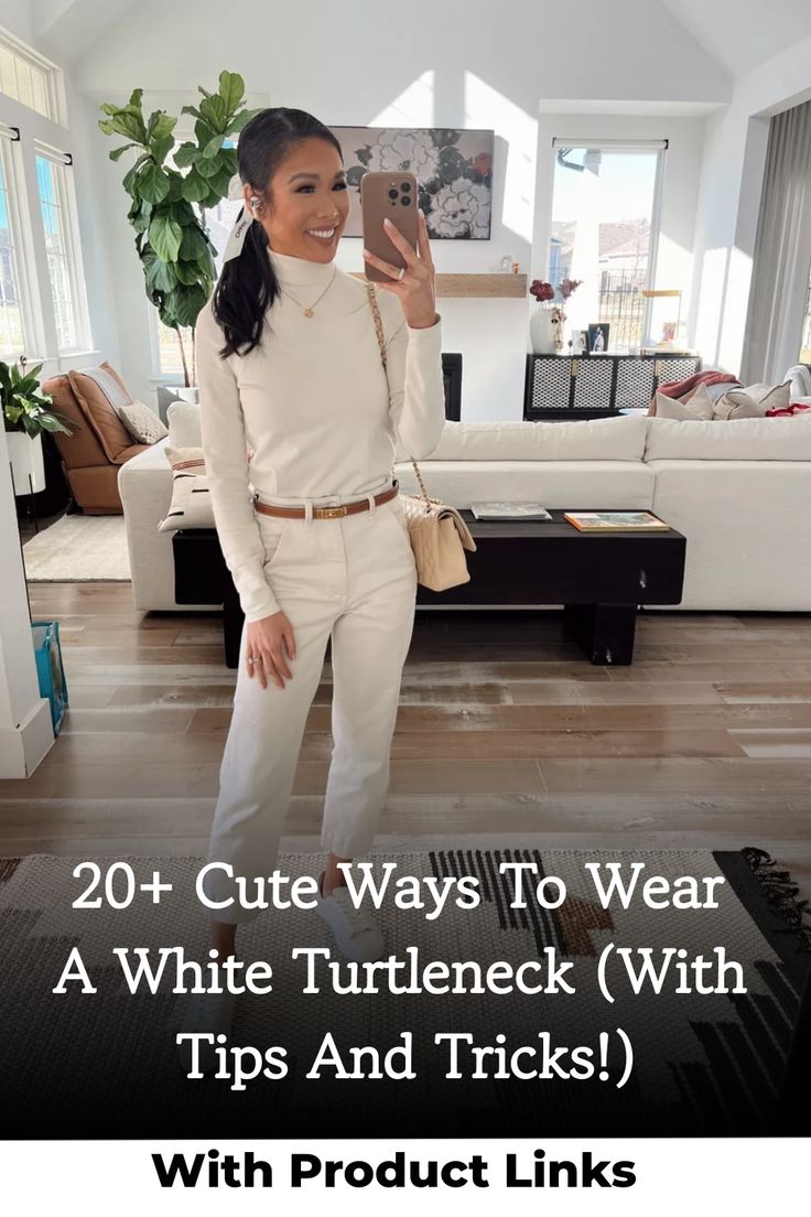 Discover the perfect blend of simplicity and cuteness with these white turtleneck outfits, designed to elevate your aesthetic effortlessly. Click now to explore the chic and timeless fashion inspiration! White Turtleneck Outfit, Oversized Turtleneck Sweater Dress, Turtleneck Outfits, Neutral Coat, Stylish Spring Outfit, White Oversized Sweater, White Turtleneck Sweater, Turtleneck Outfit, Timeless Chic