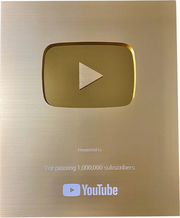 a gold plaque with an image of a youtube play button