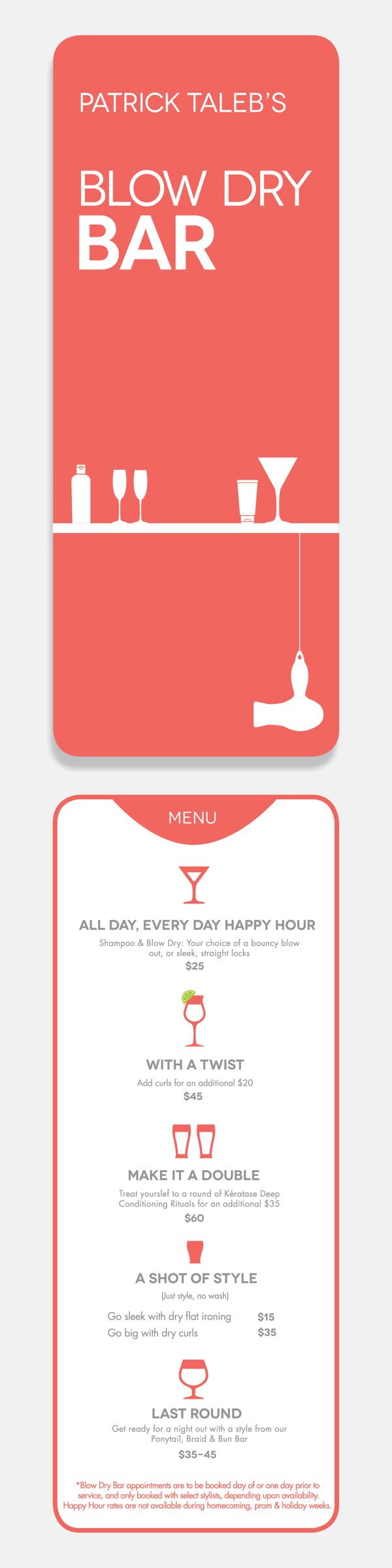 the back side of a red and white business card with an image of a bar on it