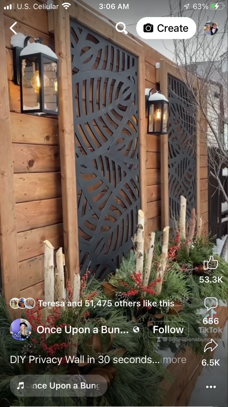 an image of a wooden wall with lights on it