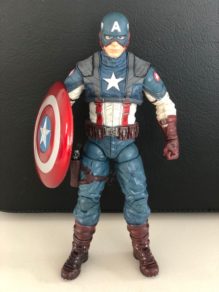 captain america action figure with shield and helmet