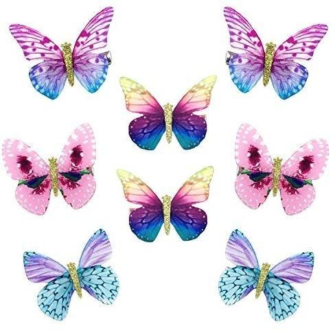 six butterflies with different colors and patterns on the wings, all in various shapes and sizes