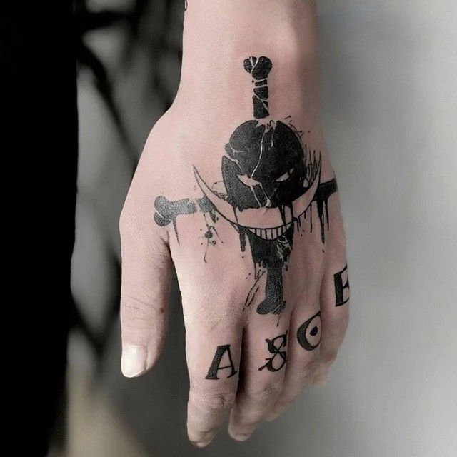 a person's hand with a tattoo on it and the word alice in black ink