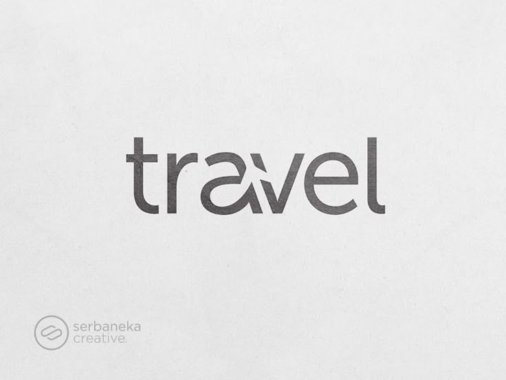 the word travel is written in black and white