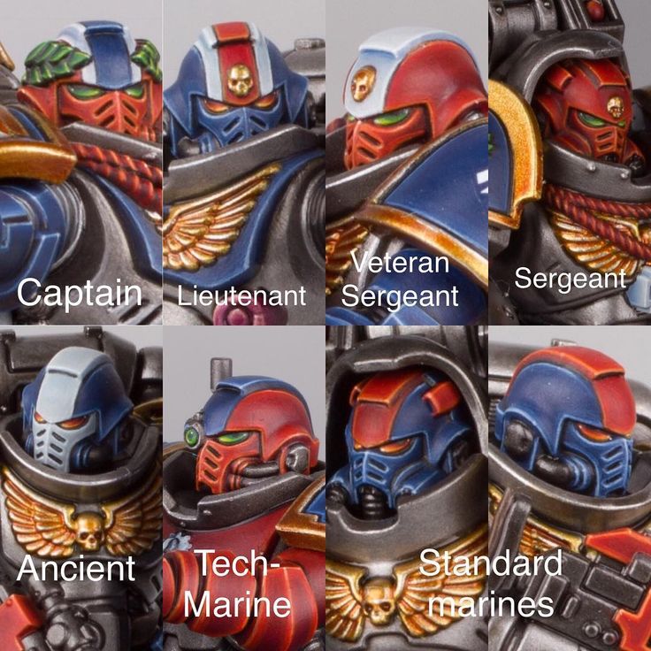 four different views of the warhammers from various angles, with their names on them