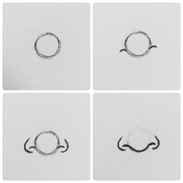 four different images of the same object in black and white, each with a circle drawn on it