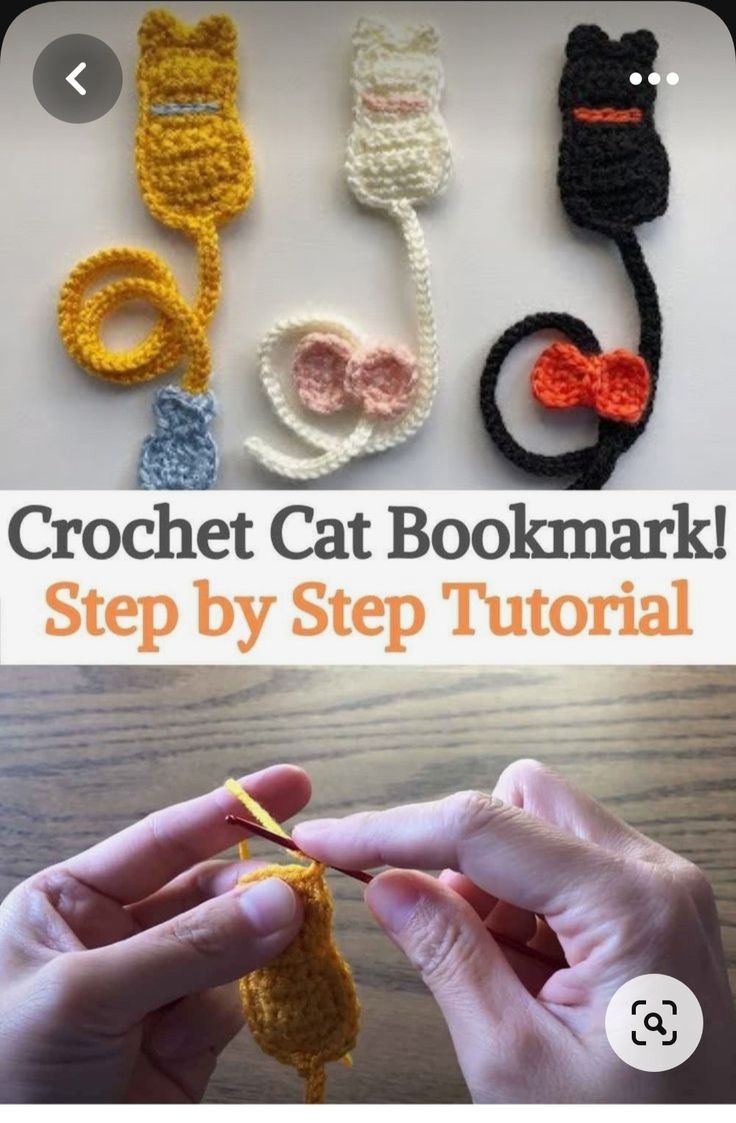 crochet cat bookmark step by step with instructions to make it easy and fun