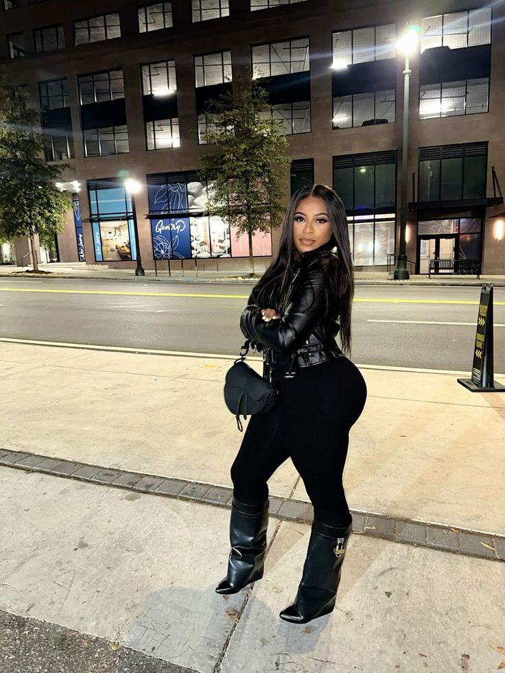 Black Winter Dinner Outfit, All Black Fall Outfits Going Out, Black Women Outfit Ideas Winter, Dress And Bomberjack Outfit, Fashion Nova Date Night Outfits, How To Dress For Las Vegas Outfit Ideas, Fold Over Wedge Boots Outfit, Outfits With Shark Boots Black Women, Winter Going Out Outfit Black Women