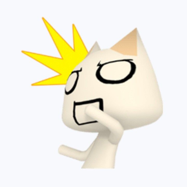 a white cat with a yellow crown on its head is looking to the side and has his hand under his chin